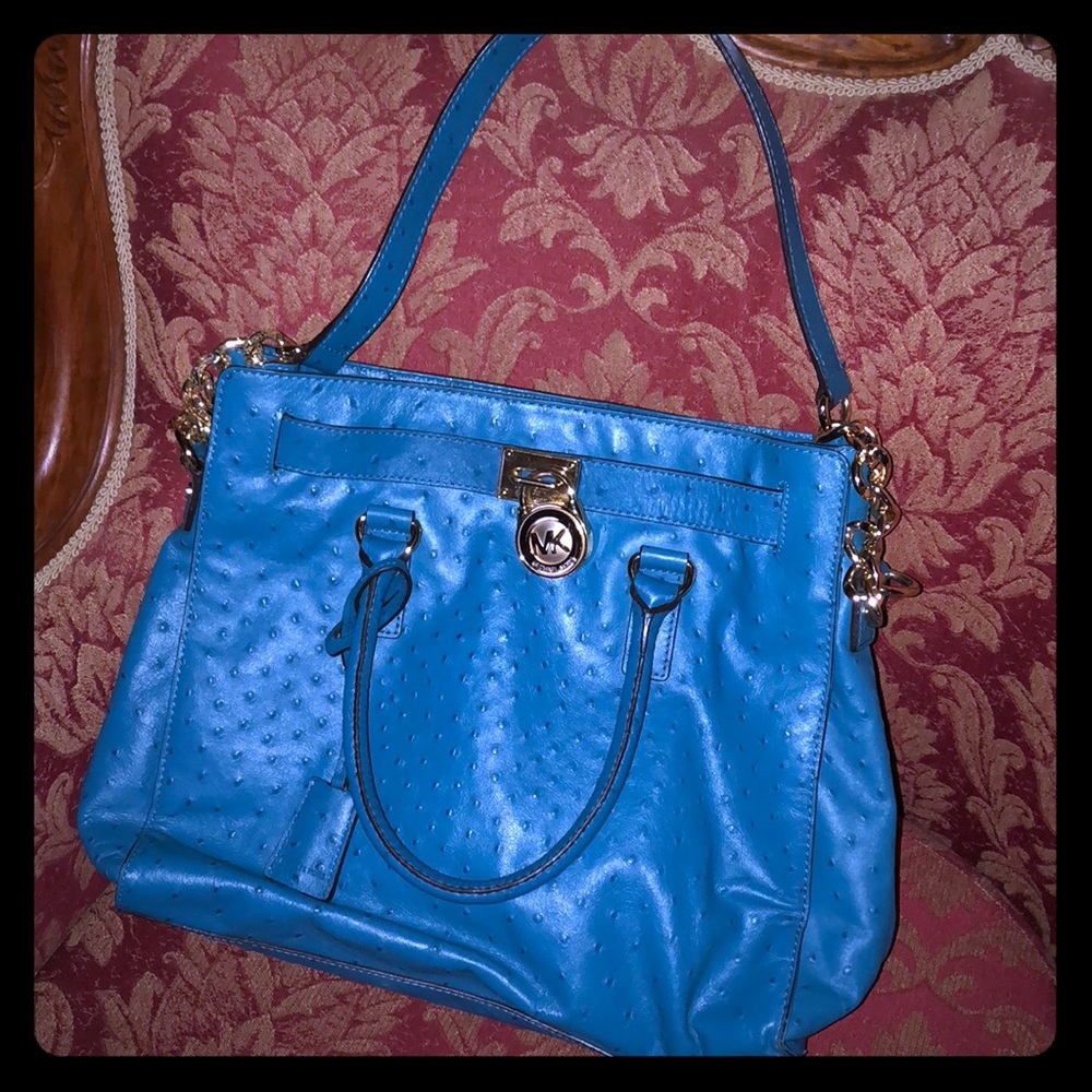 Mk teal ostrich bag